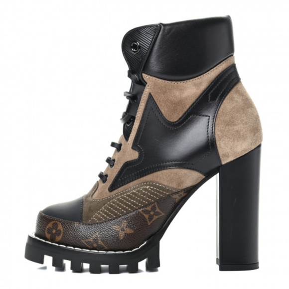 LOUIS VUITTON STAR TRAIL ANKLE BOOTS MONOGRAM CANVAS WITH SUEDE